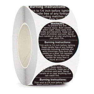 Round Candle Warning Safety Stickers Adhesive Labels For Jar Container Candle Making Burning Instructions Waterproof Decals