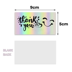 Holografische Dankeskarten 9x5cm mit Regenbogeneffekt und beschreibbarer Rückseite