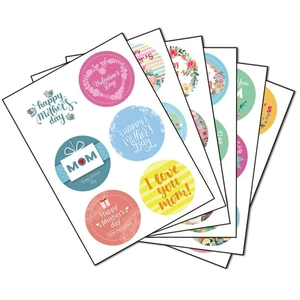 Set of colorful Happy Mother's Day and Valentine's Day decorative gift stickers