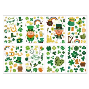 8 Bögen St. Patrick's Day Aufkleber mit Kleeblättern, Leprechauns und irischen Motiven