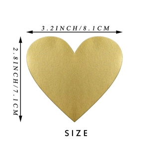 Golden heart scratch-off stickers with metallic texture, size 3.2 x 2.8 inches
