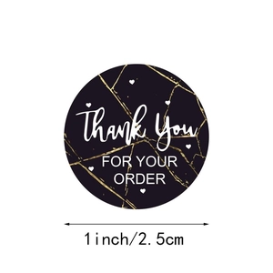 1 Zoll Marmor-Sticker Thank You For Your Order mit Goldakzenten und Herz-Motiv