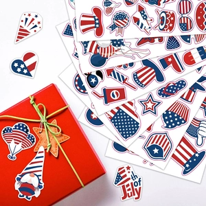 4th of July Independence Day sticker set featuring patriotic stars and stripes patterns