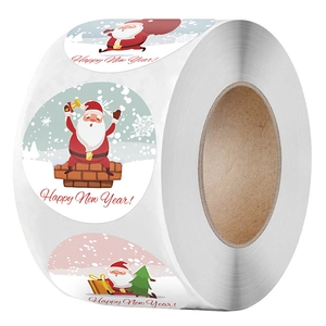 Frohe Weihnachten Weihnachtsmann Geschenkaufkleber Rolle mit Neujahr Motiven