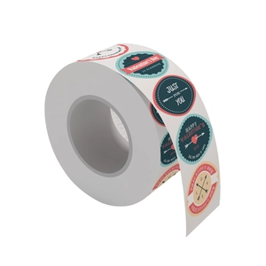 Valentine's Day adhesive sticker roll with colorful heart designs for gift packaging