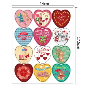 Valentijnsdag hartjesstickers set van 12 romantische ontwerpen met afmetingen