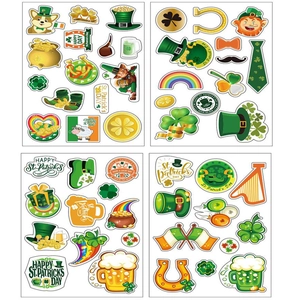 St Patrick's Day Stickers Shamrock Leprechaun Hat Pot Of Gold Rainbow Irish Festival Decorative Adhesive Labels For Party Favors Scrapbooking Gift Wrapping