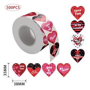 Autocollants en Forme de Cœur pour la Saint-Valentin pour Emballage Cadeau Motif Love You Étiquettes Décoratives en Papier Couché Autocollants de Scellage Romantiques