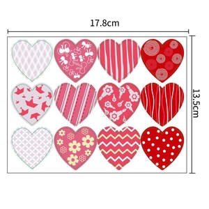 Détail des autocollants DIY en forme de cœur avec dimensions 17,8 cm x 13,5 cm pour la Saint