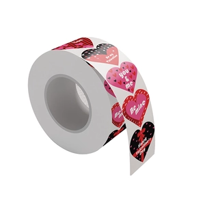 Rouleau d'autocollants cœur pour la Saint-Valentin avec texte Be Mine et Happy Valentine