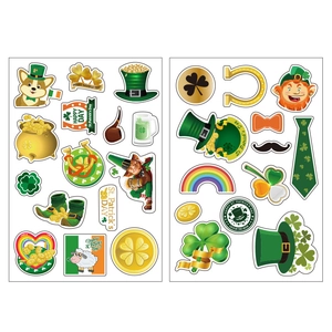 St. Patrick's Day clover and leprechaun hat decorative stickers set for celebrations