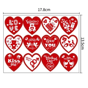 Set di 12 adesivi a cuore per San Valentino con orsetti, cupidi e scritte d'amore