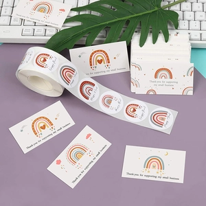 Tarjetas de agradecimiento Boho Rainbow y etiquetas Happy Mail para envíos comerciales