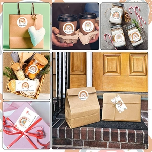 Set de tarjetas de agradecimiento y pegatinas arcoíris boho para envíos de negocios