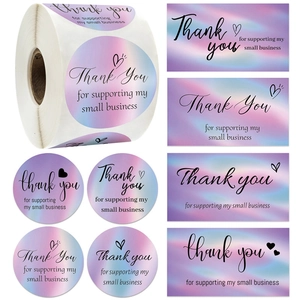 Holographic Thank You For Supporting My Small Business Stickers And Cards Set Laser Gradient Hearts Packaging Labels
