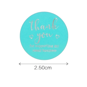 2.5cm Tiffany blue Thank You For Supporting My Small Business silver foil stickers