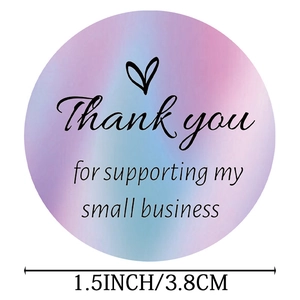 1.5 inch holographic Thank You stickers for small business packaging labels