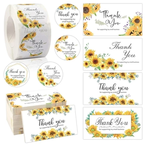 Sunflower Thank You For Supporting My Small Business Stickers And Cards Floral Design Stationery For Online Retail Shop Packaging Business Gift Labels