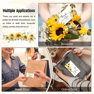 Sunflower Thank You card and sticker set for bouquets, retail shops and online stores