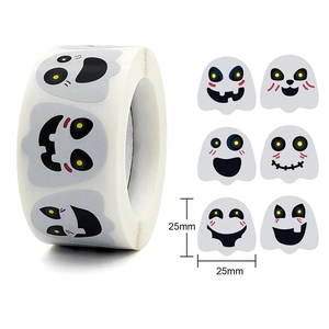 Halloween Geistergesicht Cartoon Ausdruck Aufkleber Rolle Für Geschenkverpackung Versiegelung Etiketten Süßigkeitentüte Dekoration Aufkleber