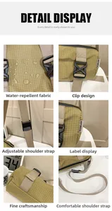 Detail der hellgrünen Stepptasche mit wasserabweisendem Stoff und Schnallenriemen