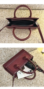 Detailed interior of burgundy leather tote showing zip pocket and daily essentials capacity