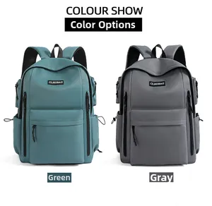 Green and grey lightweight travel backpacks with multi-pocket design and water-resistant nylon