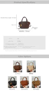 Detailed size and color guide for the woven texture crossbody bucket bag with bead charm