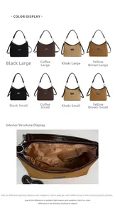 Detail view of the vintage matte shoulder bag showing the interior lining and zip pocket