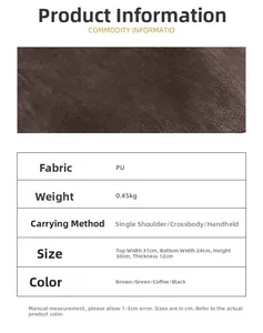 Close-up of retro brown PU leather bucket bag showing detailed litchi grain texture