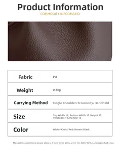 Close-up of brown litchi pattern PU leather texture with detailed product specifications