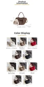 Detailed size specifications for litchi leather bucket bag and color variants display