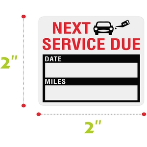 Waterproof car oil change service reminder stickers with next service due text 2x2 inch