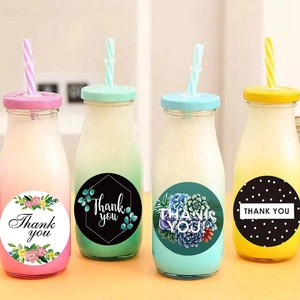 Zelfklevende Thank You stickers set op glazen flessen voor cadeauverpakking decor