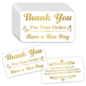 White Gold Foil Thank You Card Small Business Gratitude Note Customer Appreciation Card Butterfly Pattern For Package Order Sellers