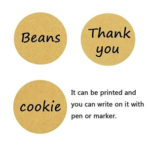 Blank round kraft paper self-adhesive labels for baking with handwritten thank you text