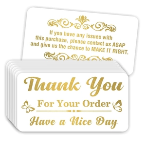 White and gold foil Thank You for Your Order cards with butterfly design for ecommerce