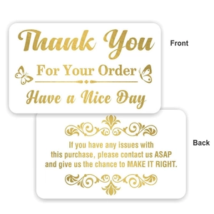 Elegant white and gold Thank You For Your Order cards with metallic butterfly design