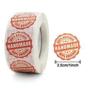 Rouleau d'autocollants sceau fait main rétro de 2,5 cm rouge pour emballage de pâtisserie