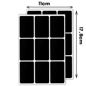 Set de 2 etiquetas de PVC negro mate con 9 adhesivos cada una, tamaño 11 cm x 17,8 cm
