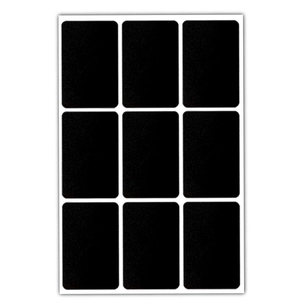 Hoja de 9 etiquetas rectangulares de PVC negro mate impermeable para botes de cocina