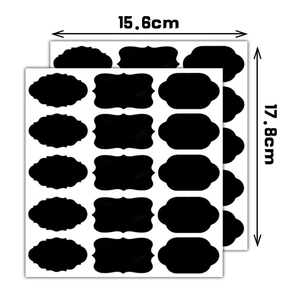 30 pack waterproof black PVC chalkboard stickers for labels with 15 shapes in matte finish