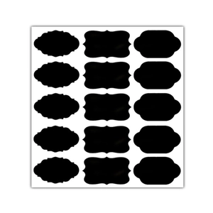 Waterproof chalkboard stickers in vintage scroll shapes for labeling jars and containers