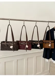 Retro baguette bags in four colors hanging with a cute plush ice cream charm decoration