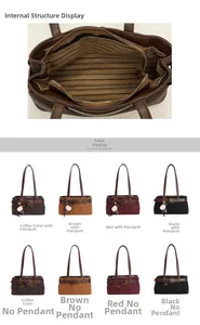Detail view of internal structure and multiple color options for retro baguette bag