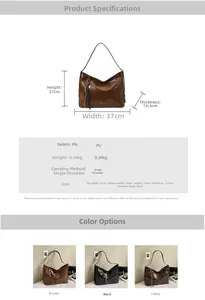 Guide des tailles et comparatif de couleurs pour grands sacs cabas vintage en cuir PU