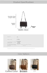 Detailed view of retro PU leather tote bags showing coffee, brown and black color options