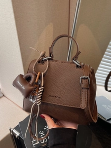 Women Litchi Texture PU Leather Crossbody Bag Vintage Small Square Handbag Versatile Shoulder Bag With Adjustable Strap