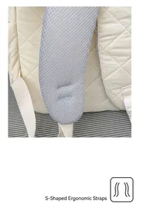 Close-up of S-shaped ergonomic padded shoulder straps with breathable honeycomb mesh