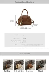 Detailed dimension guide and specifications for the retro PU leather bowling bag